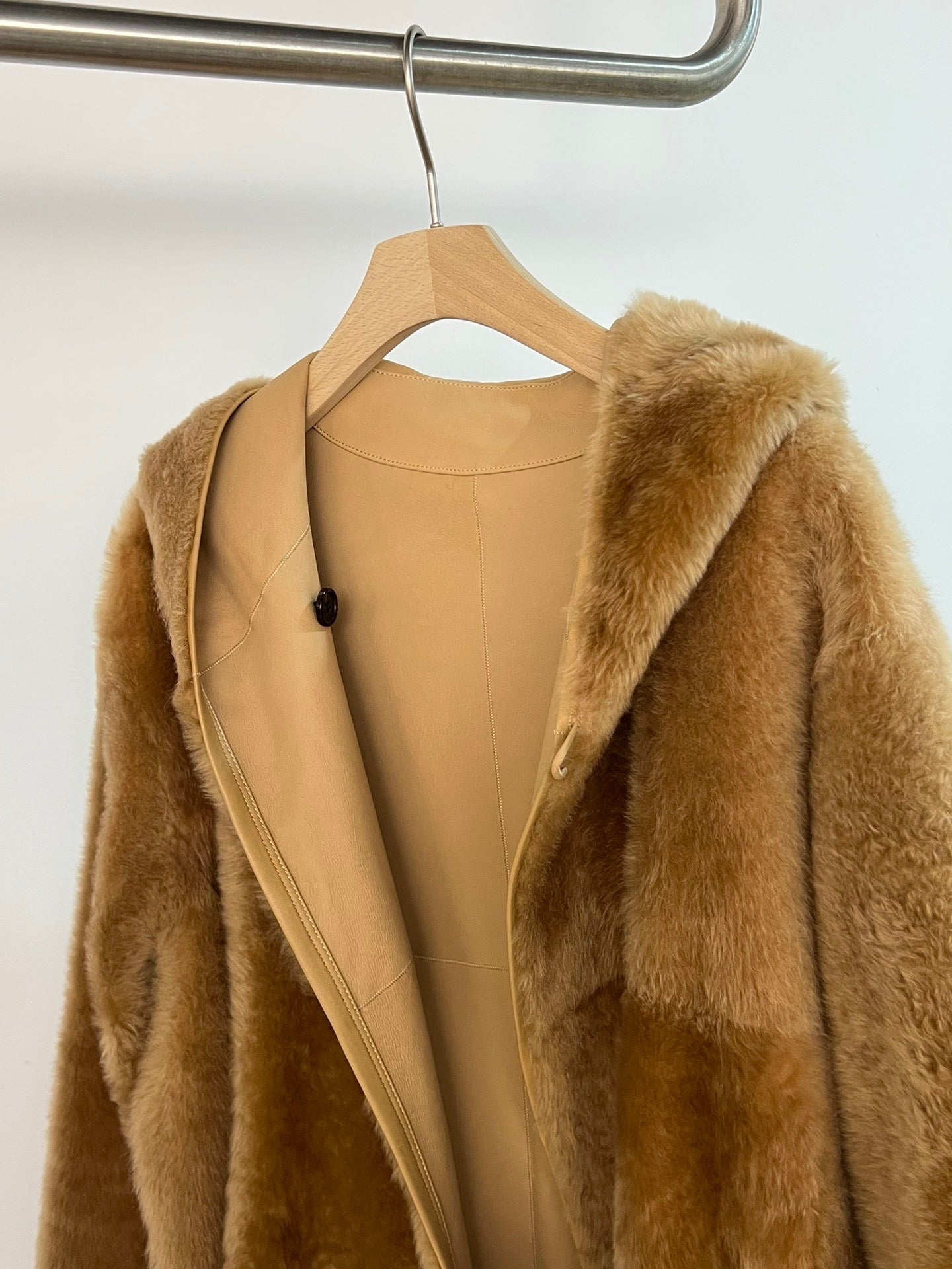 Double sided shearling coat